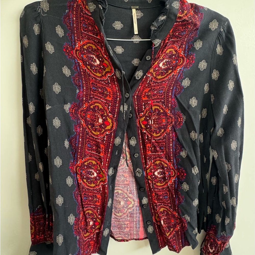 Bohemian Blue and Red Blouse